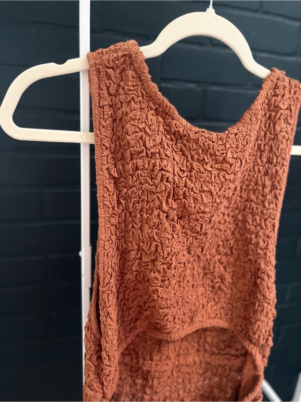 Free People Textured Cutout Sleeveless Dress in Rust - Picture 2 of 4